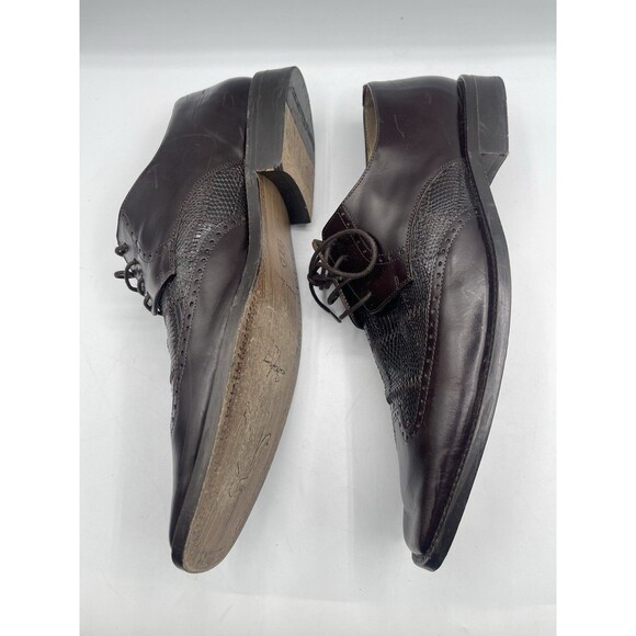 STEVE HARVEY Ontario-2 Genuine Lizard Square Toe Wingtip Oxford Dress Shoes 11.5